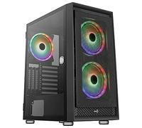 AeroCool Graphite ARGB ATX Mid Tower Case, Tempered Glass Side Panel, 3x 14cm ARGB Fans, Black