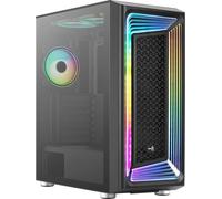 AeroCool INTERSTELLAR, ATX RGB Semitower Case, 3x PWM 120mm ARGB Fans + 2x 120mm Fans, Tempered Glass Window, Black