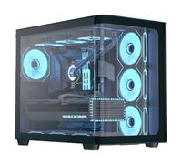 Aerocool P500C Mid-Tower ARGB Case - Black, Curved Tempered Glass Panels, 4x120 mm ARGB Fans, Dual-Chamber Design