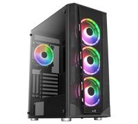 Aerocool PRISMBKV3 PC Case ATX Black 4 Fans ARGB Front Side Side Tempered