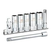 AEROFORCE 3/8-Inch Drive Spark Plug Socket Set 8PCS, 6 & 12-Point CR-V Steel Sockets with Rubber Retaining Rings. 5/8-inch, 3/4-inch, 13/16-inch, 14mm, 18mm with Universal Joint, Extension Bar