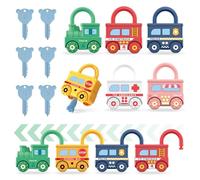 AeroGlo Montessori Lock and Key Toy, Car Modles Padlock Matching Counting Game Activities, Train Travel Toys Preschool Educational Learning Toy Travel Games for Toddlers Boys Girls
