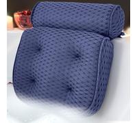 AEROiVi Luxury Bath Pillows for Tub，Bath Pillow Bathtub Pillows for Head and Neck Support Bath Cushion Made from Soft Spacer Mesh Material with Suction Cups (Dark Blue)