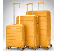 Aerolite 3 Piece PP Luggage Set - Expandable Cabin, Large 100L & XL 144L Suitcases, Premium Polypropylene Hard Shell Made Using Recycled Ocean Plastic