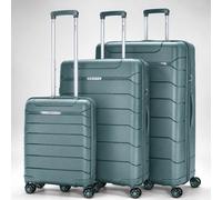 Aerolite 3 Piece PP Luggage Set - Expandable Cabin, Large 100L & XL 144L Suitcases, Premium Polypropylene Hard Shell Made Using Recycled Ocean Plastic
