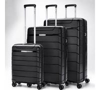 Aerolite 3 Piece PP Luggage Set - Expandable Cabin, Large 100L & XL 144L Suitcases, Premium Polypropylene Hard Shell Made Using Recycled Ocean Plastic