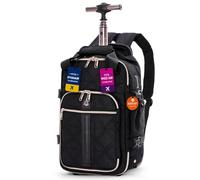 Aerolite 40x20x25cm Ryanair Quilted Trolley Backpack, 2 Wheels & USB