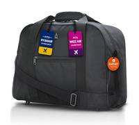 Aerolite 40x30x20 Ryanair Wizz Air Max Under Seat Carry On Bag Black | New Max Size Approved Lightweight Underseat Travel Hand Cabin Luggage Holdall Bags 40x30x20cm , Also Fits Easyjet (Black)