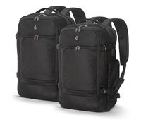 Aerolite 55x35x20cm 39L Hand Cabin Luggage Backpack with YKK Zippers, Fits 15” Laptop, Carry On Rucksack Satchel Holdall Travel Daypack Flight Bag, 55x35x20, Black Set of 2