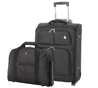 Aerolite 55x40x20 + 40x30x20 Ryanair Cabin Luggage Set, 2 Piece | Expandable 55x40x20cm Suitcase + 40x30x20cm Holdall , Ryanair Priority Max Cabin Set , Carry On Hand Luggage (Black)