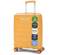 Aerolite 55x40x20 Expandable Ocean Recycled Plastic 8 Wheel Cabin Suitcase | Expands to 55x40x23 Ryanair & Wizz Air Priority Max Hard Shell Carry On Hand Luggage 4 Dual Spinner Wheels 55x40x20cm Mango
