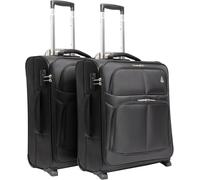Aerolite 56x45x25cm 60L Ultra Lightweight Eco Friendly Carry On Hand Cabin Luggage Travel Suitcase 56x45x25 with 2 Wheels & TSA Approved Lock (Set of 2, Black)