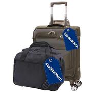 Aerolite Expandable 55x40x20cm to 55x40x23cm Ryanair Priority Max Super Cabin Lightweight 2 Piece Carry On Hand Cabin Luggage Set Bundle Green 55x40x20cm Suitcase + 40x30x20cm Holdall