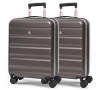 Aerolite Expandable 55x40x20cm to 55x40x23cm Ryanair Priority Wizz Air Priority & More Max Size Lightweight Hard Shell Carry On Hand Cabin Luggage Suitcase (2X Charcoal)