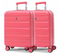 Aerolite Expandable 55x40x20cm to 55x40x23cm Ryanair Priority Wizz Air Priority & More Max Size Lightweight Hard Shell Carry On Hand Cabin Luggage Suitcase (2X Pink)