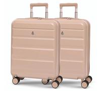 Aerolite Expandable 55x40x20cm to 55x40x23cm Ryanair Priority Wizz Air Priority & More Max Size Lightweight Hard Shell Carry On Hand Cabin Luggage Suitcase (2X Beige)