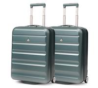 Aerolite Expandable 55x40x20cm to 55x40x23cm Ryanair Priority Wizz Air Priority & More Max Size Lightweight Hard Shell Carry On Hand Cabin Luggage Suitcase 55x40x20 55x40x23, 2-Wheels (2X Green)
