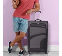 Aerolite Large 30In Lightweight 8 Wheel Travel Checked Luggage Suitcase With Tsa Lock, Eco Friendly Polyester, Black/grey
