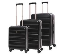 Aerolite Lightweight ABS Hard Shell 4 Wheel Spinner 3 Piece Travel Luggage Suitcase Set (Black, 55x40x20/24in/28in-Set)