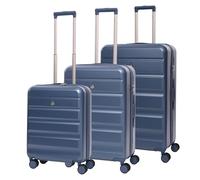 Aerolite Lightweight ABS Hard Shell 4 Wheel Spinner 3 Piece Travel Luggage Suitcase Set, Cabin + Medium + Large (Blue)