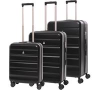 Aerolite Lightweight ABS Hard Shell 4 Wheel Spinner 3 Piece Travel Luggage Suitcase Set, Cabin + Medium + Large (Black)