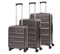 Aerolite Lightweight ABS Hard Shell 4 Wheel Spinner 3 Piece Travel Luggage Suitcase Set (Charcoal, 55x40x20/24in/28in-Set)