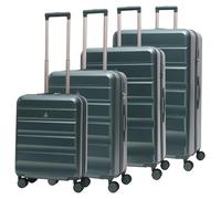 Aerolite Lightweight ABS Hard Shell 4 Wheel Spinner 4 Piece Travel Luggage Suitcase Set, Cabin + Medium + Large + Extra Large (Green)