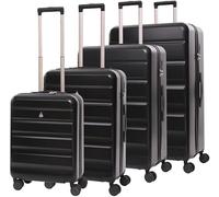 Aerolite Lightweight ABS Hard Shell 4 Wheel Spinner 4 Piece Travel Luggage Suitcase Set, Cabin + Medium + Large + Extra Large (Black)