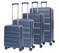 Aerolite Lightweight ABS Hard Shell 4 Wheel Spinner 4 Piece Travel Luggage Suitcase Set, Cabin + Medium + Large + Extra Large (Blue)