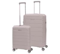 Aerolite Lightweight Polypropylene Hard Shell 4 Wheel Spinner 2 Piece Travel Luggage Suitcase Set, Cabin + Large (Cream)