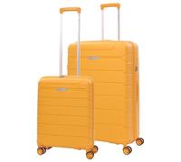 Aerolite Lightweight Polypropylene Hard Shell 4 Wheel Spinner 2 Piece Travel Luggage Suitcase Set, Cabin + Large (Mango)