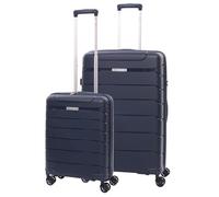 Aerolite Lightweight Polypropylene Hard Shell 4 Wheel Spinner 2 Piece Travel Luggage Suitcase Set, Cabin + Large (Navy)