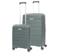 Aerolite Lightweight Polypropylene Hard Shell 4 Wheel Spinner 2 Piece Travel Luggage Suitcase Set, Cabin + Large (Green)
