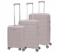 Aerolite Lightweight Polypropylene Hard Shell 4 Wheel Spinner 3 Piece Travel Luggage Suitcase Set, Cabin + Medium + Large (Cream, Cabin/M/L Set)