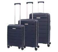 Aerolite Lightweight Polypropylene Hard Shell 4 Wheel Spinner 3 Piece Travel Luggage Suitcase Set, Cabin + Medium + Large (Navy, Cabin/M/L Set)
