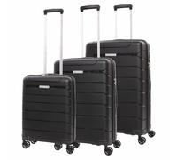 Aerolite Lightweight Polypropylene Hard Shell 4 Wheel Spinner 3 Piece Travel Luggage Suitcase Set, Cabin + Medium + Large (Black, Cabin/M/L Set)