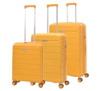 Aerolite Lightweight Polypropylene Hard Shell 4 Wheel Spinner 3 Piece Travel Luggage Suitcase Set, Cabin + Medium + Large (Mango, Cabin/M/L Set)