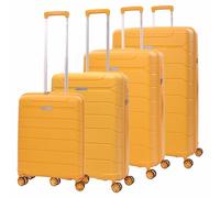 Aerolite Lightweight Polypropylene Hard Shell 4 Wheel Spinner 4 Piece Travel Luggage Suitcase Set, Cabin + Medium + Large + Extra Large (Mango)