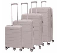 Aerolite Lightweight Polypropylene Hard Shell 4 Wheel Spinner 4 Piece Travel Luggage Suitcase Set, Cabin + Medium + Large + Extra Large (Cream)