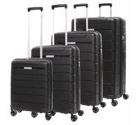 Aerolite Lightweight Polypropylene Hard Shell 4 Wheel Spinner 3 Piece Travel Luggage Suitcase Set, Cabin + Medium + Large (Black, Cabin/M/L/XL Set)