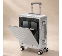 Aerolite M-Lite Aluminium Frame Cabin Suitcase 55x40x20cm, Hinomoto STOP Wheels, Zippeless TSA Latch Lock, Front Laptop Compartment, 15 Year Warranty