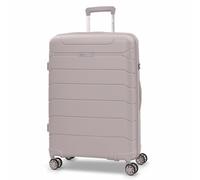 Aerolite Medium 24in 67L Premium Lightweight Polypropylene Hard Shell 4 Wheel Spinner Travel Hold Checked Check in Luggage Suitcase (Cream)