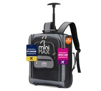 Aerolite MiniMAX 40x30x20cm Ryanair & Wizz Air Max Size Kids Childrens Lightweight Under Seat Carry On Cabin Hand Luggage Flight Travel Backpack Trolley Bag 40x30x20 2 Wheels (Black)