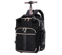 Aerolite Premium 40x30x20 Ryanair & Wizz Air 2 Wheel Trolley Backpack Bag | Quilted Max Size Flight Rucksack with 2 Wheels & USB Charger Port , Travel Carry On Cabin Hand Luggage Suitcase Bags , Black