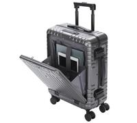 Aerolite Premium 55x40x20 No-Zip Aluminium & Polycarbonate Cabin Suitcase | Aluminium Frame Polycarbonate Cabin Luggage 55x40x20cm , USB Port , Laptop Pocket , TSA Lock , Carry On Hand Luggage Charcoal