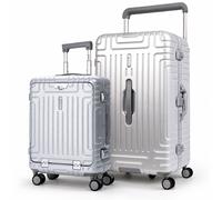 Aerolite Premium Aluminium Frame Luggage Set - 55cm Cabin Suitcase with Front Laptop Compartment + Large 97.6L Trunk Suitcase, Zipperless TSA Latch Lo