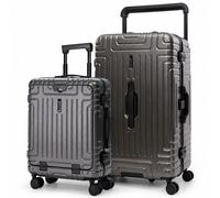 Aerolite Premium Aluminium Frame Luggage Set - 55cm Cabin Suitcase with Front Laptop Compartment + Large 97.6L Trunk Suitcase, Zipperless TSA Latch Lo