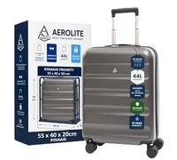 Aerolite Expandable 55x40x20cm to 55x40x23cm Ryanair Priority Wizz Air Priority & More Max Size Lightweight Hard Shell Carry On Hand Cabin Luggage Suitcase 55x40x20 55x40x23 with 4 Wheels (Charcoal)