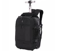 Aerolite Ryanair Backpack Trolley Bag 40X20X25Cm, Black, Recycled Material, 2 Wheels, Extendable Handle, Usb Port.