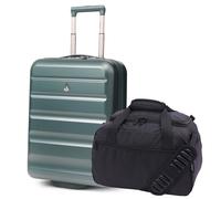 Aerolite Ryanair & Wizz Air Cabin Luggage Set - 55x40x20cm Expandable Hard Shell Suitcase 40-46L + 40x30x20cm Eco Underseat Holdall 24L, Priority Max